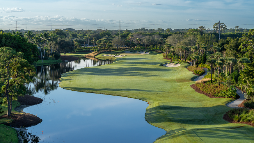 Fairway running alongside a water hazard